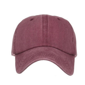 Vintage washed burgundy baseball cap with ponytail hole for outdoor sun protection