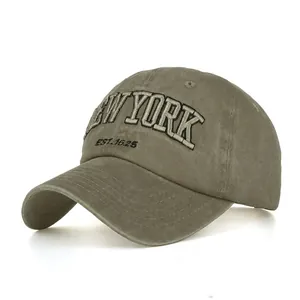 Vintage Washed Cotton Baseball Cap New York Embroidery Adjustable Sun Hat Streetwear Casual Dad Hat For Men Women