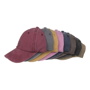 Vintage washed cotton baseball caps in 8 assorted colors for outdoor sun protection