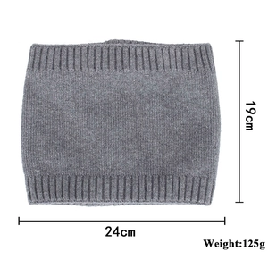 Winter thermal knit neck warmer in dark grey with rib texture and dimensions 19x24cm