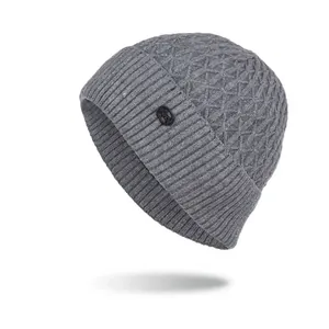 Winter Warm Knitted Beanie Hat For Men Women Fleece Lined Thick Ribbed Diamond Pattern Skull Cap Outdoor Daily Headwear