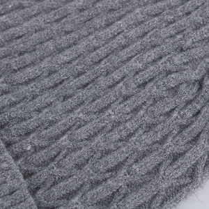 Winter fleece-lined grey branch pattern knit beanie with thick ribbed weave texture