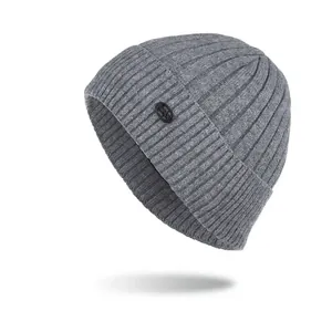 Bonnet en Tricot Chaud d'Hiver Doublé Polaire Épais Côtelé Rayé à Revers Acrylique Thermique Extérieur pour Homme Femme
