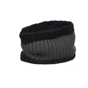 Tour de Cou en Tricot d'Hiver Doublé de Polaire Écharpe Cercle Chaude Cache-col Nervuré pour Hommes Femmes Outdoor Temps Froid Couverture de Cou en Acrylique