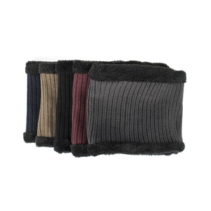 Five-color set of fleece-lined ribbed knit neck warmers with embossed leaf pattern