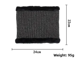 Winter chenille neck warmer with fur trim, size 24x22cm and 95g weight specifications