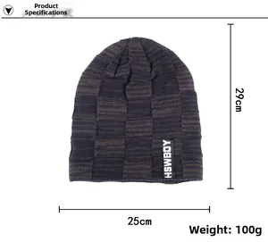 Detailed size specifications of the checkered knit winter beanie with dimensions 29cm by 25cm