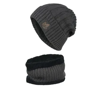 Winter Warm Knit Beanie Hat And Neck Warmer Neck Gaiter Fleece Lined Thermal Pullover Hat For Adults Outdoor Accessories
