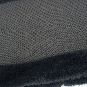 Winter knitted neck warmer with leaf embossing and soft fleece lining in dark grey