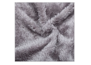 Macro shot of high-quality grey faux rabbit fur fabric with dense and soft texture