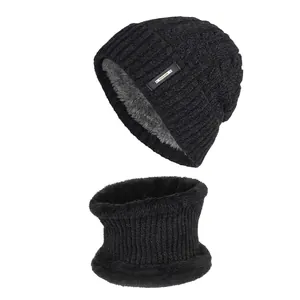 Winter Warm Knit Beanie Hat And Neck Warmer Set Fleece Lined Chenille Twist For Men Women Outdoor Daily Accessory