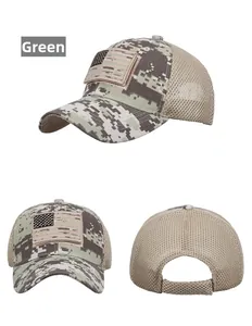 Taktische Camouflage-Baseballkappe mit US-Flaggen-Patch und atmungsaktivem Mesh-Teil