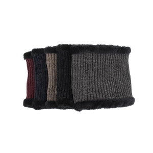 Five winter fleece-lined knit neck warmers in burgundy, navy, khaki, black and grey