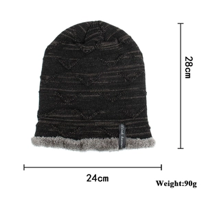 Winter knit beanie hat with faux fur lining and Black Humor tag, size 28cm by 24cm