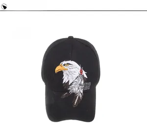 Detailed close-up of eagle embroidery and Native Pride text on a black baseball cap