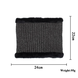 Winter chenille neck warmer with fleece lining and leather patch, 24x22cm dimensions