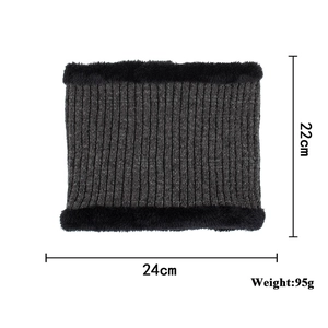 Winter thermal chenille cable knit neck warmer with plush lining 24cm by 22cm grey
