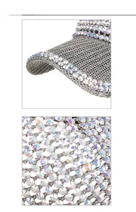 Détail des strass AB scintillants sur une casquette de baseball grise tissée pour femme