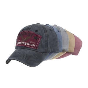 Vintage eagle patch baseball caps set in washed cotton featuring five retro colors