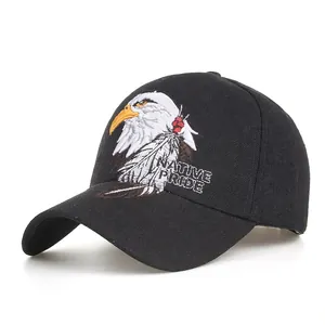Casquette de Baseball en Polyester avec Broderie Aigle Native Pride Lettrage Chapeau de Soleil Réglable Visière Courbée Unisexe