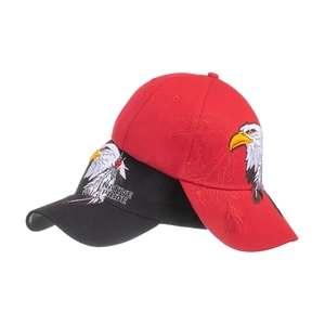 Casquettes de baseball classiques noir et rouge avec broderie d'aigle sur le côté