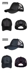 Details der Glitzer-Pferdeschwanz-Caps in Schwarz und Navy mit elastischen Bändern
