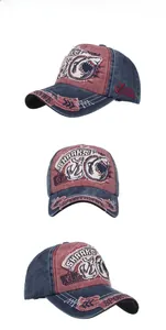 Detailed close-up showing SHARKS embroidery on vintage washed cotton baseball cap