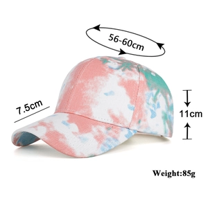 Tie-Dye Baseballkappe in Pink und Türkis mit verstellbarer Größe 56-60 cm und 7,5 cm Schirm