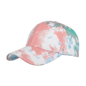 Unisex-Tie-Dye-Baseballkappe mit pink-blauem Farbverlauf aus hochwertiger Baumwolle