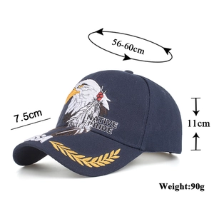 Berretto da baseball blu scuro da uomo con ricamo aquila e testo Native Pride, regolabile