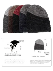 Detailed size guide for chenille knit beanies showing measurements and head circumference