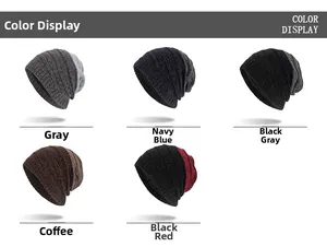 Detailed knit texture and striped patterns of chenille winter beanies in five colors