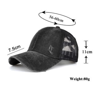 Vintage Ponytail-Baseballkappe in Anthrazitgrau mit atmungsaktivem Mesh-Rückenteil