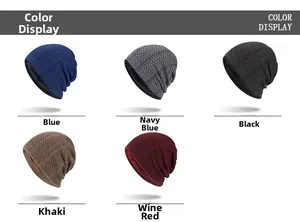 Nuancier de bonnets tricotés doublés polaire en marine, bleu, noir, kaki et rouge bordeaux