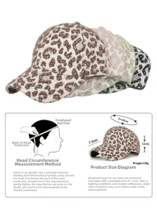 Größentabelle für Leoparden-Baseballkappe mit Kopfumfang 56-60cm und Schirm von 7,5cm