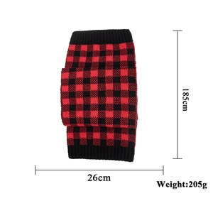 Red and black buffalo plaid knitted winter scarf 185cm long by 26cm wide