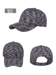 Vues détaillées de la casquette de baseball bleu marine avec texture rayée et bride arrière
