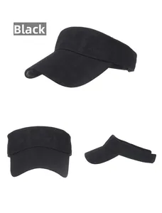Multiple views of black sports visor featuring embossed SPORT pattern for sun protection