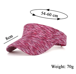 Pink striped sun visor hat with 8cm brim, adjustable 54-60cm circumference, 70g weight