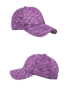 Détails de la casquette de baseball chinée violette avec visière courbée et couronne structurée