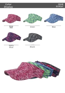 Detailed color display of five knitted sun visors in various vibrant color options