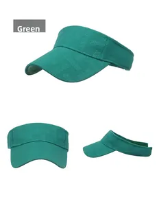 Detail view of green sun visor with embossed SPORT text and adjustable side straps