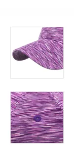 Détails de la casquette de baseball rayée violette avec coutures fines et œillets