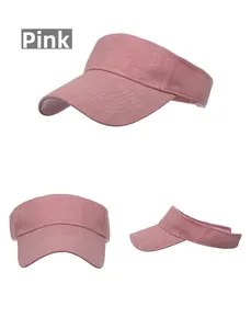 Pink sun visor with textured fabric and SPORT jacquard pattern from multiple angles