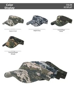 Detailed view showing four camouflage patterns for outdoor sports sun visor hats