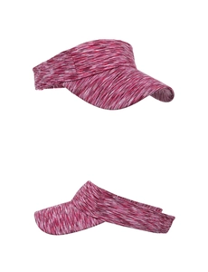 Detail view of pink space-dye knitted fabric on a wide brim open top sun hat