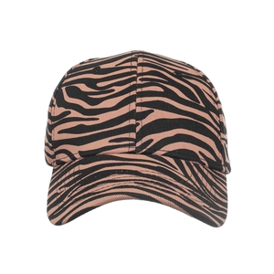 Casquette de baseball en coton à motif zébré rose et noir avec visière incurvée