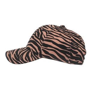 Casquette de baseball zébrée rose et noire avec visière courbée et couronne à six pans