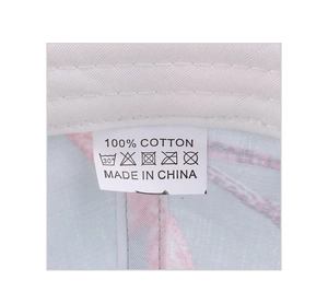 Detail shot of 100% cotton inner lining and stitching on the baseball cap