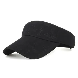 Casual Sporty Embossed Letter Sun Visor Hat Adjustable Empty Top Cap For Outdoor Running Tennis Golf Women Men Sun Hat